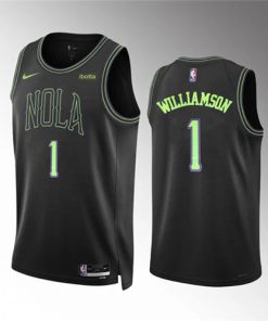 Men's New Orleans Pelicans #1 Zion Williamson Black 2023-24 City Edition Stitched Basketball Jersey
