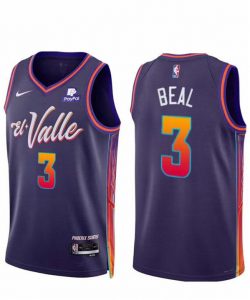 Men's Phoenix Suns #3 Bradley Beal Purple 2023-24 City Edition Stitched Basketball Jersey