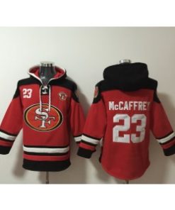 Men's San Francisco 49ers #23 Christian McCaffrey Red Black Ageless Must-Have Lace-Up Pullover Hoodie