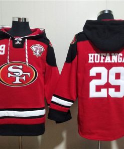 Men's San Francisco 49ers #29 Hufanga Red Black Ageless Must-Have Lace-Up Pullover Hoodie