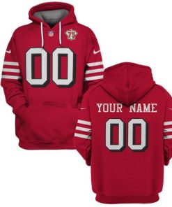 Men's San Francisco 49ers Active Custom 2021 Red 75th Anniversary Pullover Hoodie1