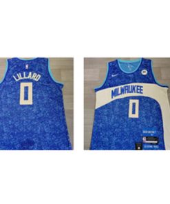 NBA Bucks 0 Damian Lillard Blue 2023-24 City Nike Men Jersey