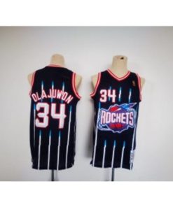 NBA Rockets 34 Hakeem Olajuwon Black Throwback Youth Jersey