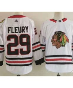 NHL Blackhawks 29 Marc-Andre Fleury White Men Jersey