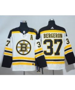NHL Bruins 37 Patrice Bergeron White Adidas Men Jersey