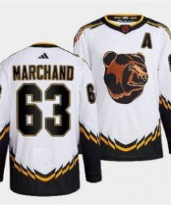 NHL Bruins 63 Brad Marchand White 2022-23 Retro Men Jersey