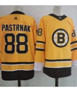 NHL Bruins 88 David Pastrnak Yellow New Men Jersey