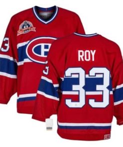 NHL Canadiens 33 Patrick Roy Red CCM Throwback Men Jersey