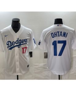 MLB Dodgers 17 Shohei Ohtani White Cool Base Men Jersey