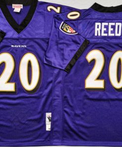 Men's Baltimore Ravens #20 Ed Reed Purple Thrrowback Jersey