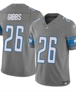 Men's Detroit Lions #26 Jahmyr Gibbs Gray 2023 F.U.S.E. Vapor Untouchable Limited Football Stitched Jersey