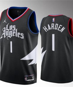 Men's Los Angeles Clippers #1 James Harden Black Statement Edition Stitched Jersey