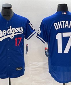 Men's Los Angeles Dodgers #17 Shohei Ohtani Blue Flex Base Stitched Baseball Jersey