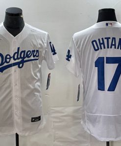 Men's Los Angeles Dodgers #17 Shohei Ohtani White Flex Base Stitched Baseball Jersey1