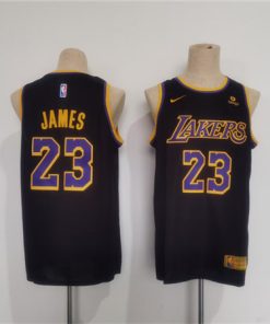 Men's Los Angeles Lakers #23 LeBron James Black Stitched Basketball Jersey1