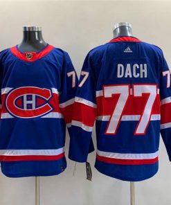 Men's Montreal Canadiens #77 Kirby Dach Blue Stitched Jersey