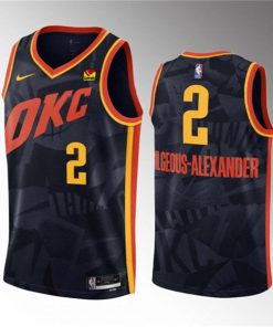 Men's Oklahoma City Thunder #2 Shai Gilgeous-Alexander Black 2023-24 City Edition Stitched Basketball Jersey