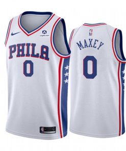 Men's Philadelphia 76ers #0 Tyrese Maxey White Association Edition Stitched Jersey