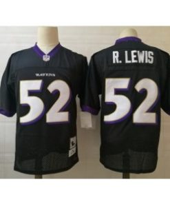 Ravens 52 Ray Lewis BLACK Throwback Men Jersey