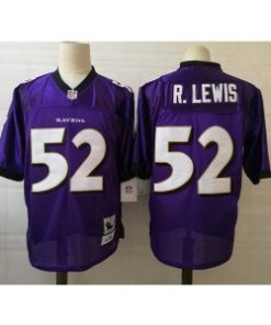Ravens 52 Ray Lewis Purple Purple Throwback Men Jersey