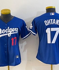Women's Los Angeles Dodgers #17 Shohei Ohtani Blue Stitched Jersey(Run Small)