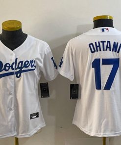 Women's Los Angeles Dodgers #17 Shohei Ohtani White Stitched Jersey1(Run Small)