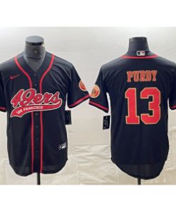 49ers 13 Brock Purdy Black Red Vapor Baseball Limited Men Jersey