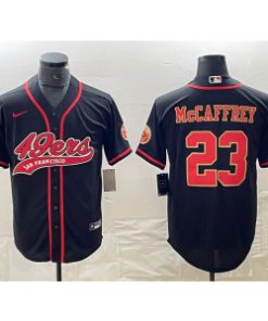 49ers 23 Christian McCaffrey Black Red Vapor Baseball Limited Men Jersey