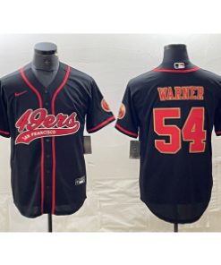 49ers 54 Fred Warner Black Red Vapor Baseball Limited Men Jersey