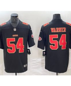 49ers 54 Fred Warner Black Red Vapor Limited Men Jersey
