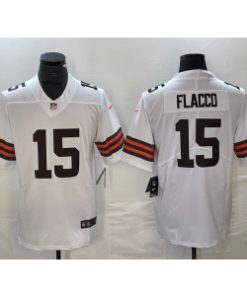 Browns 15 Flacco White Vapor Untouchable Limited Men Jersey