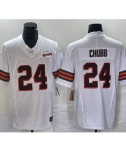 Browns 24 Nick Chubb White 2023 F.U.S.E Vapor Limited Men Jersey