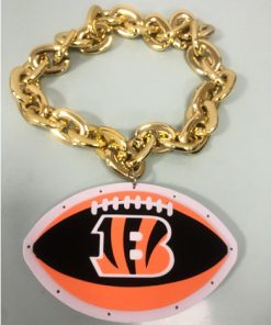 Cincinnati Bengals Throwback Gold with Light Big Jumbo Fan Chain Necklace