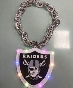 Las Vegas Raiders Throwback Sliver with Light Big Jumbo Fan Chain Necklace