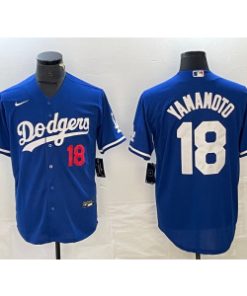 MLB Dodgers 18 Yoshinobu Yamamoto Blue Cool Base Men Jersey