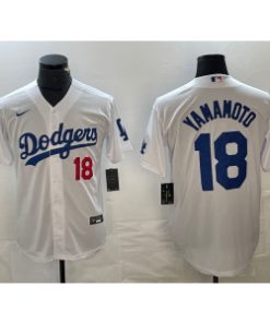 MLB Dodgers 18 Yoshinobu Yamamoto White Cool Base Men Jersey