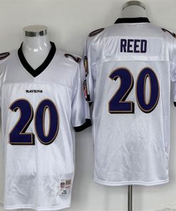 Men's Baltimore Ravens #20 Ed Reed White Thrrowback Jersey