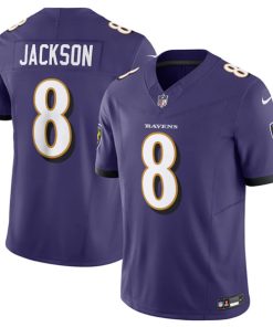 Men's Baltimore Ravens #8 Lamar Jackson Purple 2023 F.U.S.E Vapor Jersey