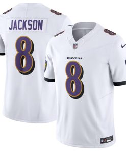 Men's Baltimore Ravens #8 Lamar Jackson White 2023 F.U.S.E Vapor Jersey