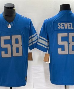 Men's Detroit Lions #58 Penei Sewell Blue 2023 F.U.S.E. Vapor Untouchable Limited Stitched Jersey