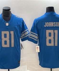 Men's Detroit Lions #81 Calvin Johnson Blue 2023 F.U.S.E. Vapor Untouchable Limited Stitched Jersey