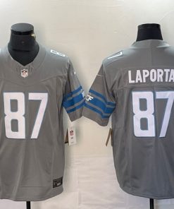 Men's Detroit Lions #87 Sam LaPorta Gray 2023 F.U.S.E. Vapor Untouchable Limited Football Stitched Jersey