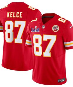 Men's Kansas City Chiefs #87 Travis Kelce Red F.U.S.E. Super Bowl LVIII Patch Vapor Untouchable Limited Football Stitched Jersey