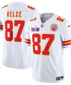Men's Kansas City Chiefs #87 Travis Kelce White F.U.S.E. Super Bowl LVIII Patch Vapor Untouchable Limited Football Stitched Jersey