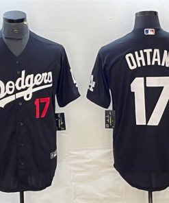 Men's Los Angeles Dodgers #17 Shohei Ohtani Black Stitched Baseball Jersey