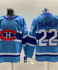 Men's Montreal Canadiens #22 Cole Caufield 2022-23 Reverse Retro Stitched Jersey