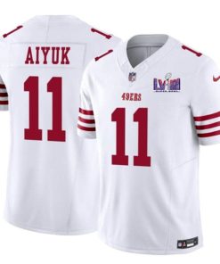 Men's San Francisco 49ers #11 Brandon Aiyuk White 2024 F.U.S.E. Super Bowl LVIII Patch Vapor Untouchable Limited Football Stitched Jersey