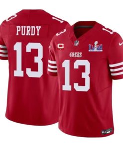 Men's San Francisco 49ers #13 Brock Purdy Red 2024 F.U.S.E. Super Bowl LVIII Patch And 1-Star C Patch Vapor Untouchable Limited Football Stitched Jersey