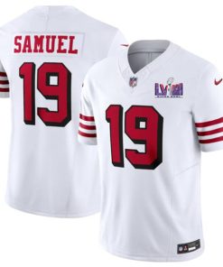 Men's San Francisco 49ers #19 Deebo Samuel New White 2024 F.U.S.E. Super Bowl LVIII Patch Vapor Untouchable Limited Football Stitched Jersey