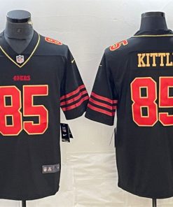 Men's San Francisco 49ers #85 George Kittle Black Gold Football Stitched Jersey